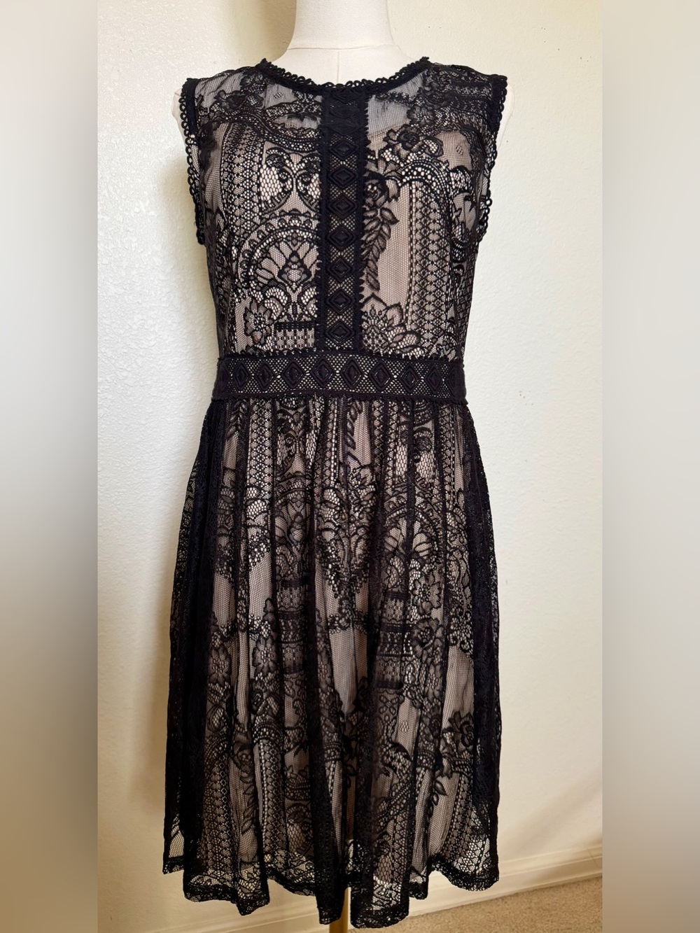 Soieblu Lace Dress - Black and Nude